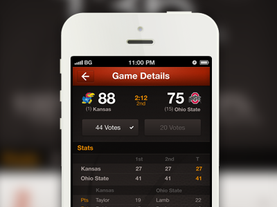 PocketBracket Game Detail app basketball bracket game detail ios iphone pocketbracket score scoreboard stats