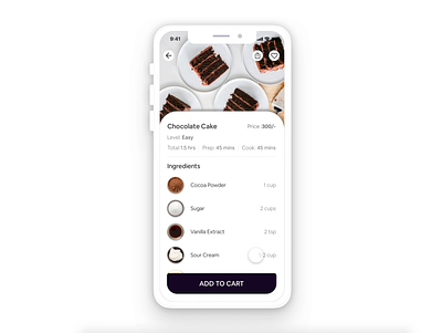 Interaction for a cooking application adobexd cooking cooking app design food interaction interaction design interface iphone iphone app minimalistic mobile app mobile ui ui uiux ux uxdesign uxui