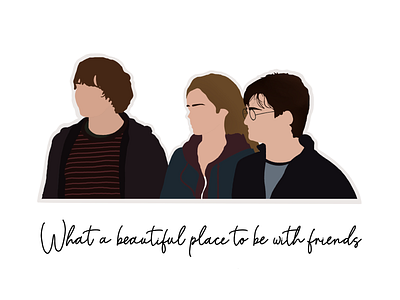 Squad Goals art digital art fan art friendship harry potter harrypotter hermione hermione granger illustration minimalistic movie art procreate ron ron weasley