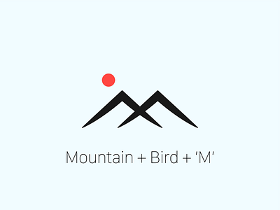 Ski Mountain Logo (Mountain + Bird + 'M') branding dailylogochallenge design flat graphicdesign icon illustration illustrator logo vector