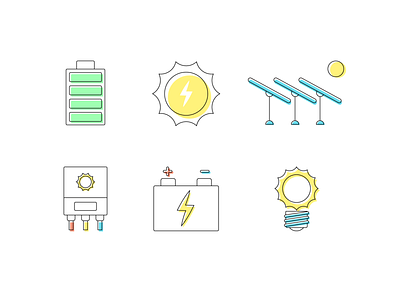 Solar Farm Icons design graphicdesign icon illustration mobile print vector