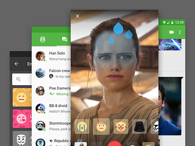 ICQ Messenger android app design green material material design messages mobile ui ux