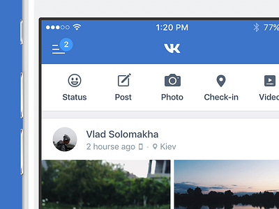Tabs For Content Creation blue ios iphone photo post status ui ux video vk