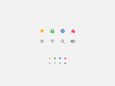 Icons for product card and list