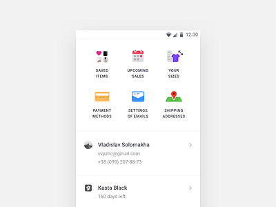 Kasta Profile Tab android app colors design light material material design profile ui ux