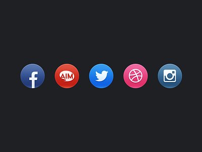 Social icons aim dribbble facebook gloss icons instagram portfolio social twitter website