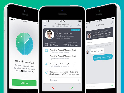 Job search app UI 3drops interface ios switch ui