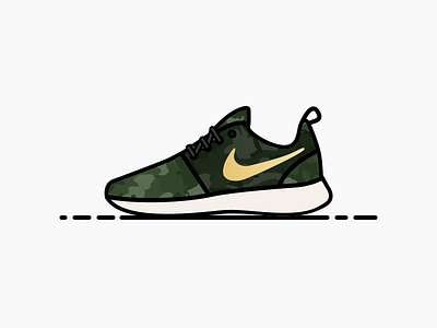Nike Roshe Run Camo camo camouflage gold illustration nike sneaker