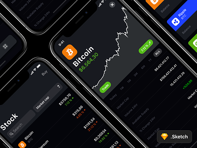 CryptoCurrency App - Free Sketch Template app bitcoin crypto currency free ios sketch template