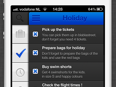 Holiday organizer / planner app design holiday icon iphone retina ui