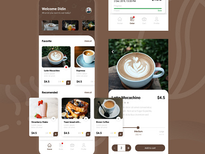 Coffee Cafe App adobexd design figma figmadesign frontend design frontend development mobile app mobile design mobile ui ui uiux ux webdesign