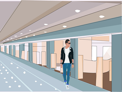 The boy at thr airport boy illustration illustrator vector