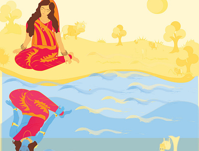 love of radha and krishna illustration