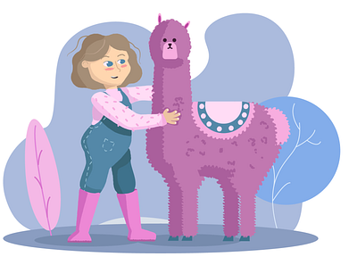 Child & Alpaca alpaca child children illustration illustrator kid kids illustration vector