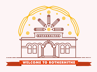Welcome to Rotherhithe architecture clean flat illustration icon illustration london minimal retro train station vintage warm yellow
