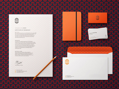 Thick lines branding business card moleskine orange pattern stationary