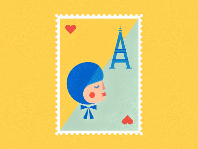 From Paris with Love eiffel europe heart paris stamp texture tower vector woman