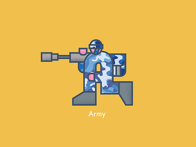 36daysoftype: A army camouflage competition flat gun icon vector war