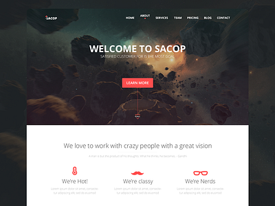 Sacop - One page Template clean one page red sacop web