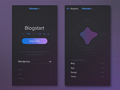 Domain Generator | App Design app blue domain ios purple
