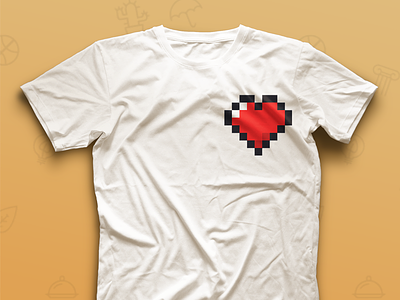 Pixel Heart T-shirt heart pixel red t shirt white