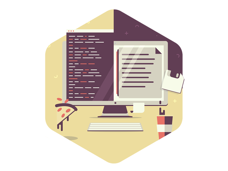 Programmer's Life code sublime disk pizza coffee programmer