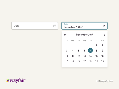 Date Selector date date selector form form field interface picker simple ui ui kit user interface wayfair web