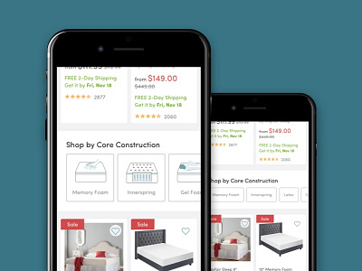 Wayfair Product Listing - Filters within the grid filters grid mattresses product grid product listing ui ux wayfair