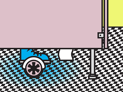 Hover Poo bathroom checkerboard hoverboard illustration modern poop
