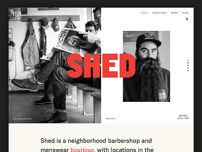 Shed Barbershop Website austin barbershop ecomm minimalism retail ui web