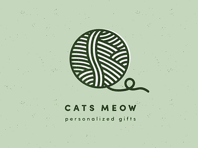 Cats Meow logo branding cat hand drawn logo yarn