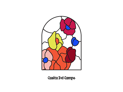 Casita Del Campo - Stained Glass Window Illustration floral illustration line