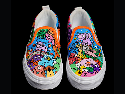 Kids Custom Shoes art custom digital artist doodle doodler doodles illustration painting shoe art