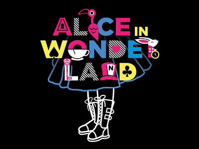 Alice in Wonderland Shirt Graphic adobe illustrator alice illustration neon play punk shirt theater type vector wonderland