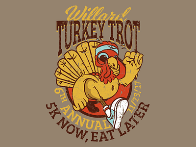 Turkey Trot Shirt 5k cartoon graphic tee illustration mascot screen printing shirt thanksgiving turkey turkey trot vector vintage