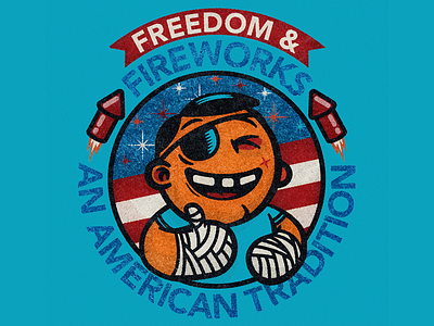 Fun with Fireworks adobe illustrator american distressed fireworks graphic design illustration independence day mascot patriotic vector vintage