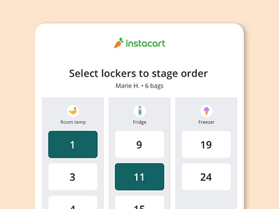 Locker pickup app design groceries icon instacart kiosk locker pickup shopper ui ux