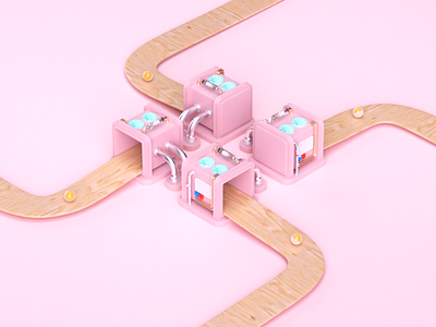 My ProFlow Motion Graphics #2 3d animation 3d ilustration ball cinema4d device factory illustration minimal pink pipe wood
