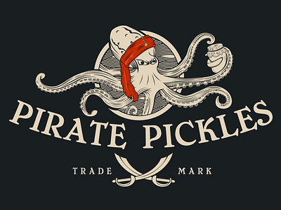 Pirate Pickles funny identity illustration kraken pickles pirate vintage vintage logo