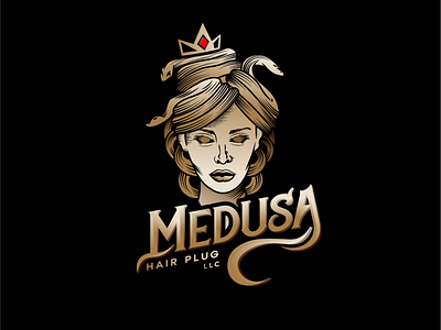 Medusa Hair Plug branding branding design illustration illustrator logo design vector vintage logo