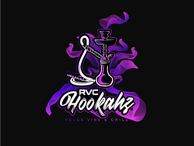 RVC Hookahz branding design club hookah illustration illustrator logo logo design purple gradient shisha tshirt typography vector