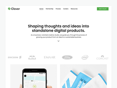 Clover agency branding landing page studio ui ux web design webdesign website website design