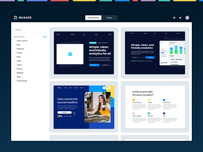 Mozaik - free Webflow component library cloneables components freebies luka mozaik product hunt templates web design webflow