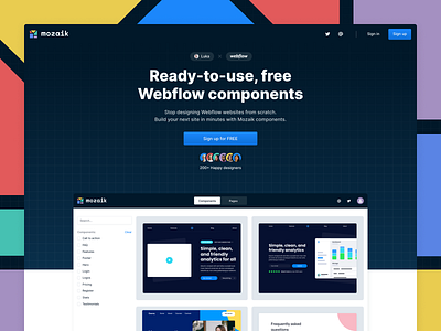 Mozaik - Free Webflow component library cloneables components free luka templates ui ux webdesign webflow