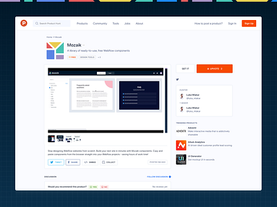 Mozaik - Free Webflow component library cloneables components library luka templates webdesign webflow