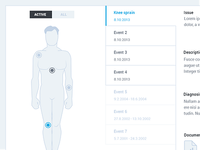 Timeline body health medical records portal timeline ui userinterface ux web webdesign