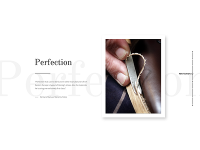 Perfection section design fashion fullscreen handiwork shoemaker shoes webdesign