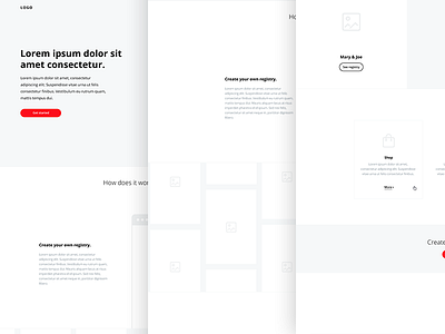 Wireframe for a landing page landing page marketing registry ui ux webdesign wirefram wishlist