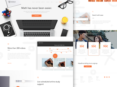 Landing page direction desktop landing page math orange ui ux video web web design