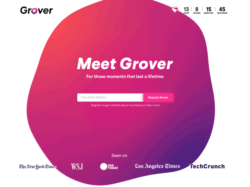 Grover Coming Soon Page coming soon countdown landing page ui ux webdesign webpage